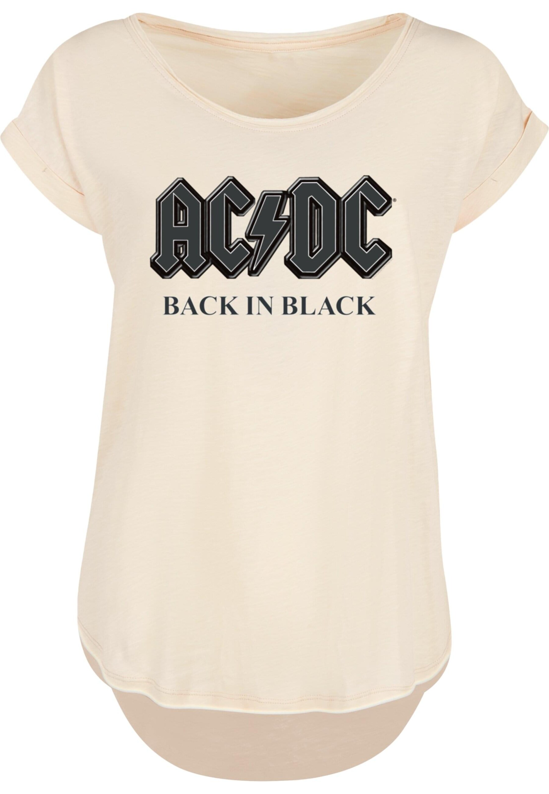 Maglietta 'ACDC Back in Black' di F4NT4STIC in beige: frontale
