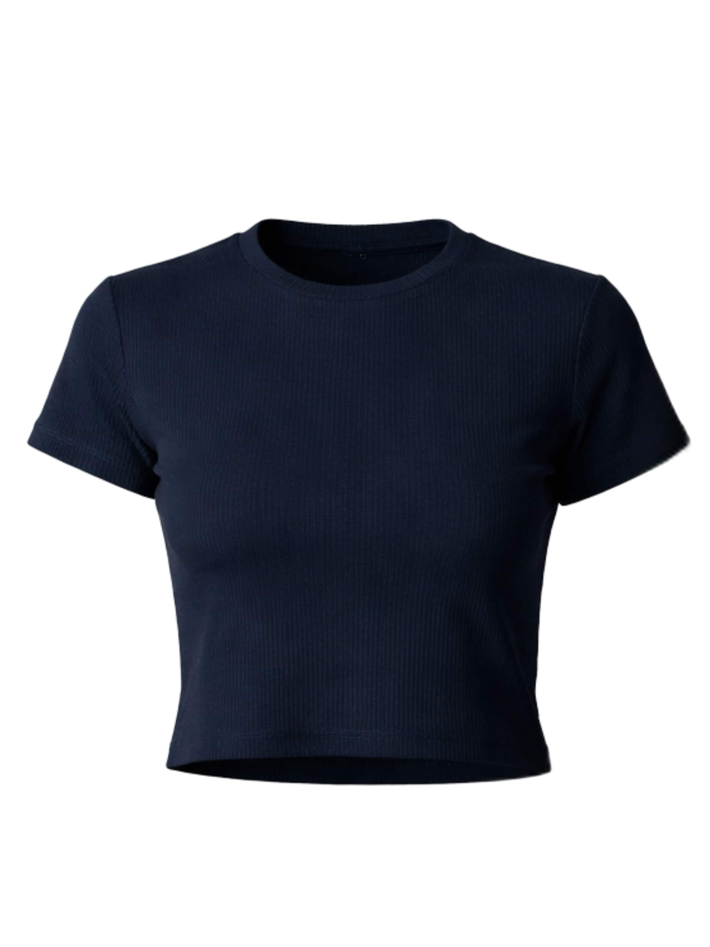 GORG Shirt 'Geripptes Cropped T-Shirt' in Blue: front