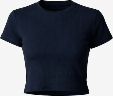 GORG Shirt 'Geripptes Cropped T-Shirt' in Blauw: voorkant