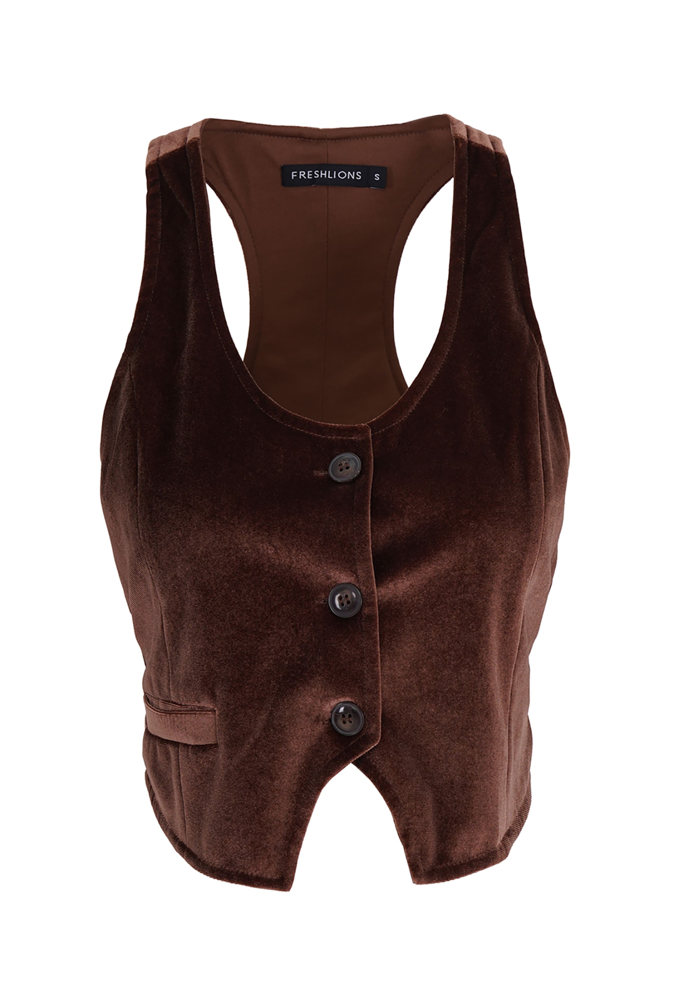 FRESHLIONS Weste 'Velvet' in Braun: Vorderseite