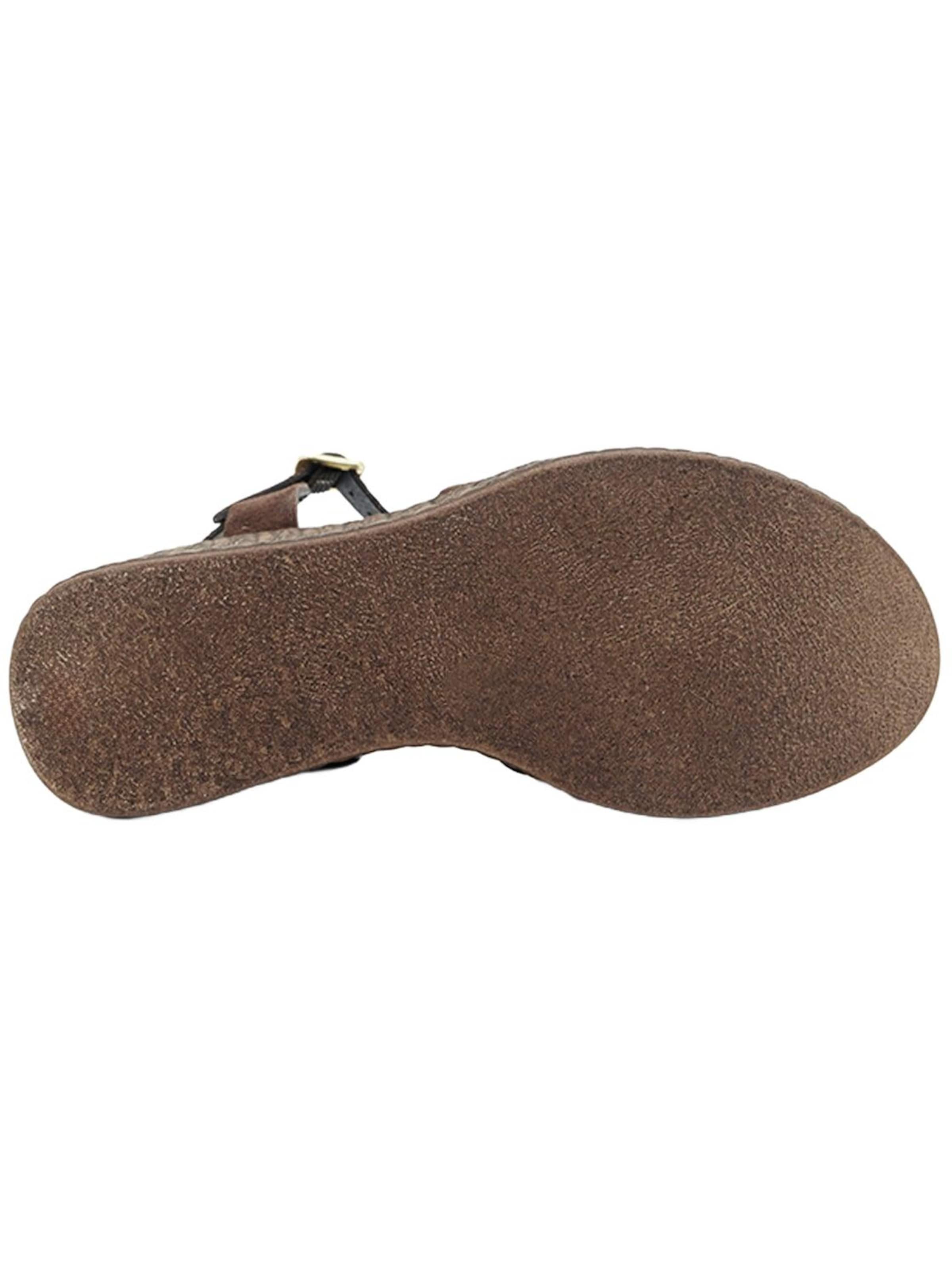 Desa - Sandalias de dedo 'DESA Damen-Wildledersandalen mit Keilabsatz und Metallschnalle' en marrón