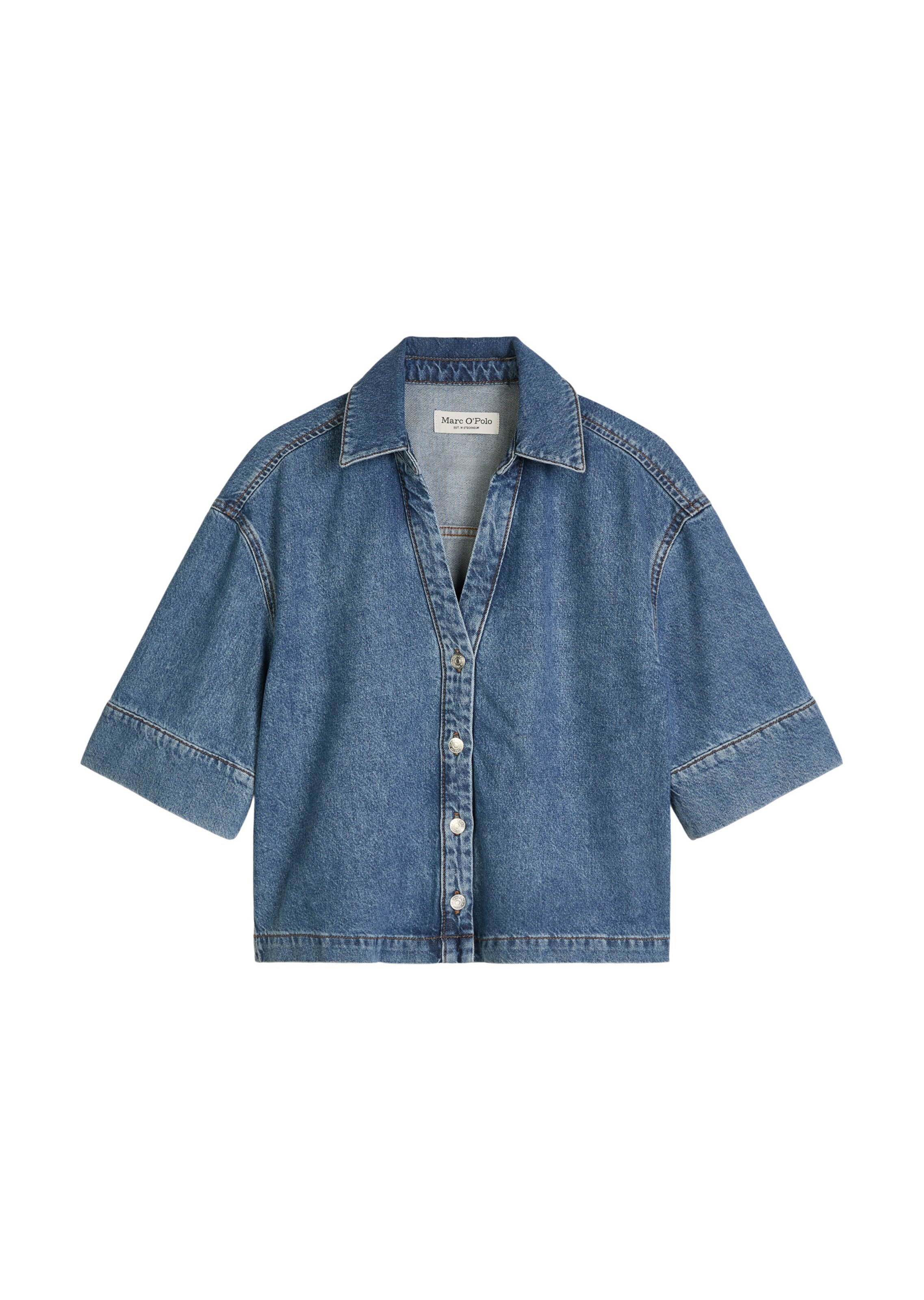 Marc O'Polo Blouse in XXS in de kleur Blauw denim, Productweergave