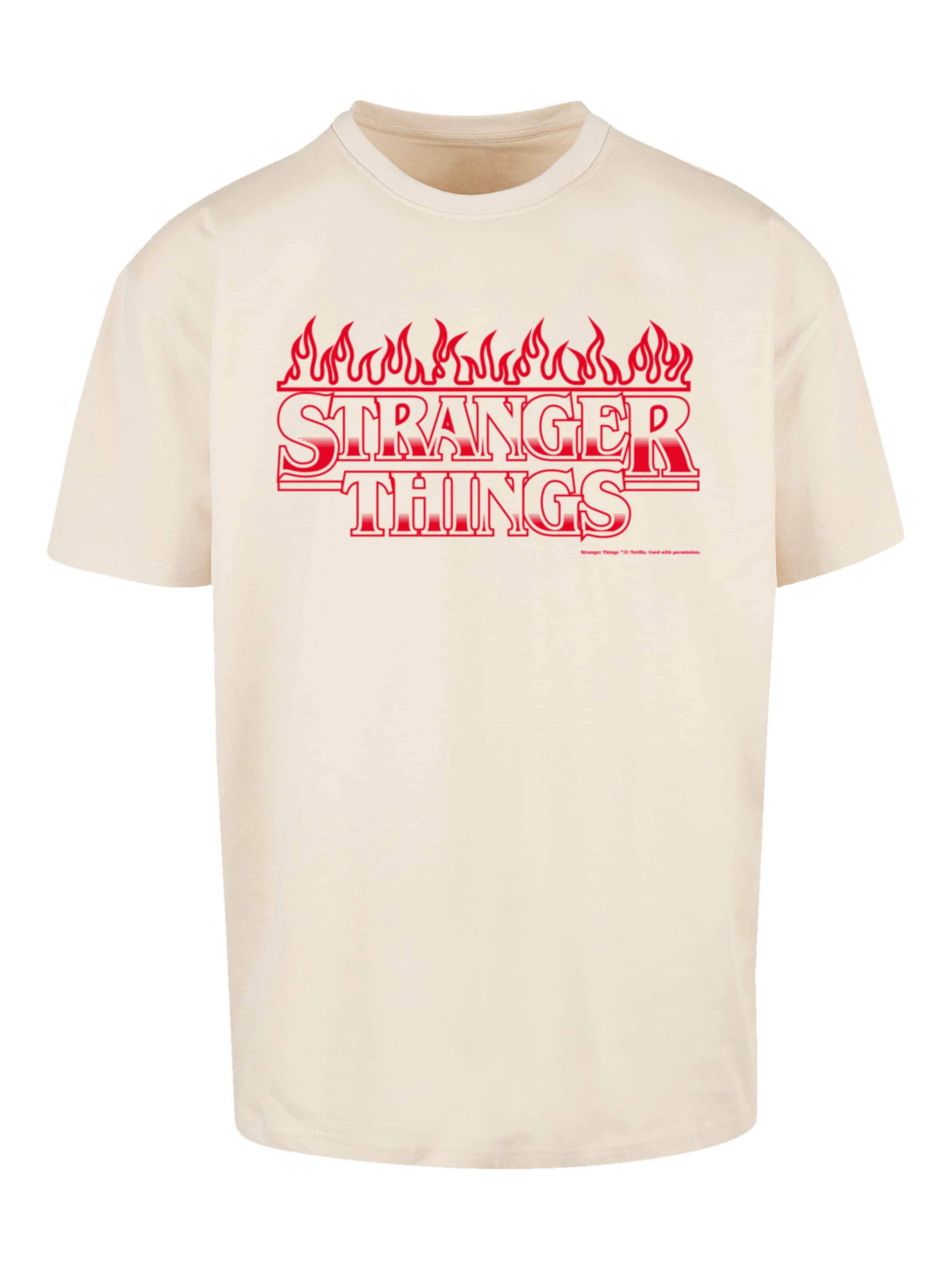 F4NT4STIC T-Shirt 'Stranger Things Flames Netflix TV Series' in Beige: Vorderseite