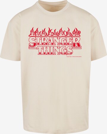 T-Shirt 'Stranger Things Flames Netflix TV Series' F4NT4STIC en beige : devant