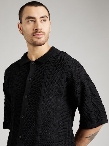 ABOUT YOU x Kevin Trapp Knit Cardigan 'Erwin' in Black