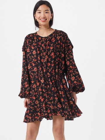 Free People - Vestido camisero 'FLOWER FIELDS' en negro: frente