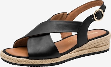 Tamaris Sandaal 'Ledersandalen mit Keilabsatz – Comfort' in Zwart: voorkant