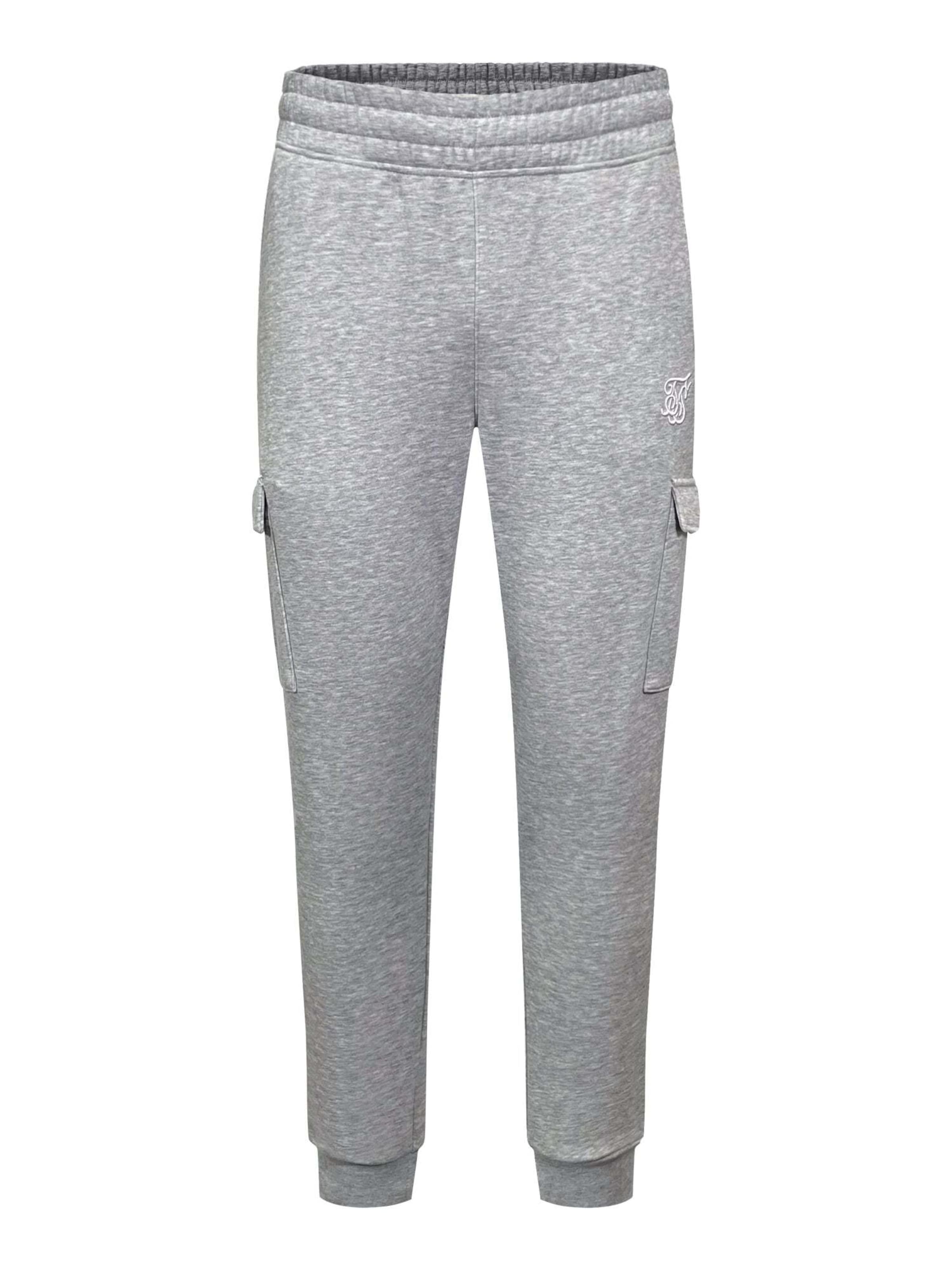 SikSilk Slim fit Workout Pants 'Essentials Cargo Joggers' in Grey