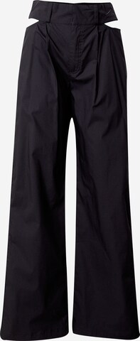 Nike Sportswear Wide leg Bandplooibroek in Zwart: voorkant