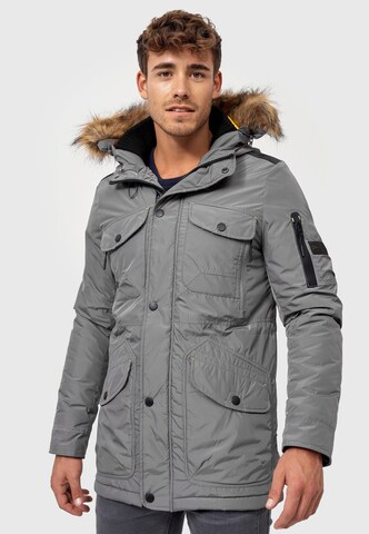 INDICODE JEANS Winter Parka ' Carpelan ' in Grey: front