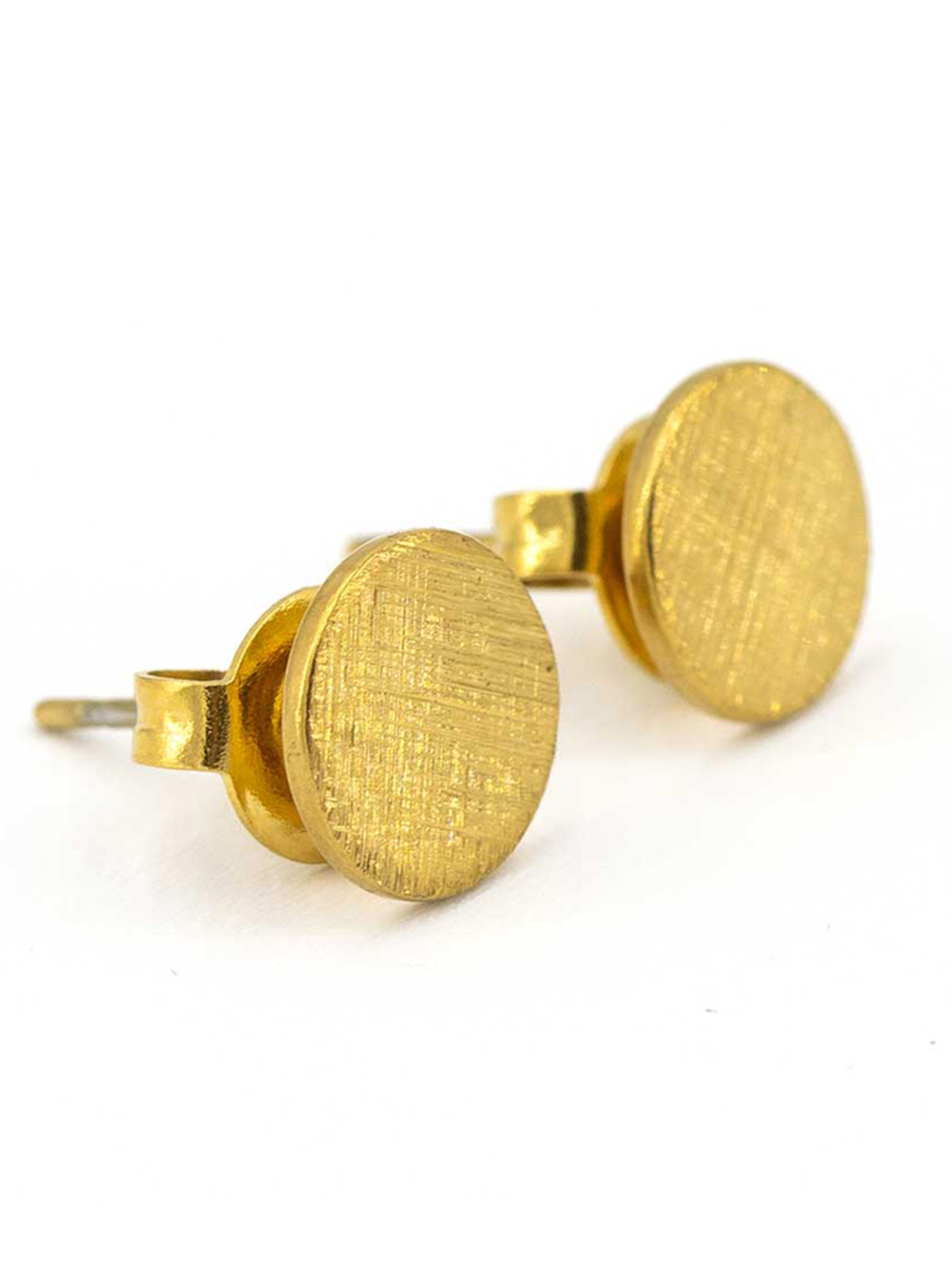 Sergio Engel Earrings 'Pura Ohrring 08 Minimalistische Edelstahlstecker in 3 Farben mit gekratzter Oberfläche' in Gold: front