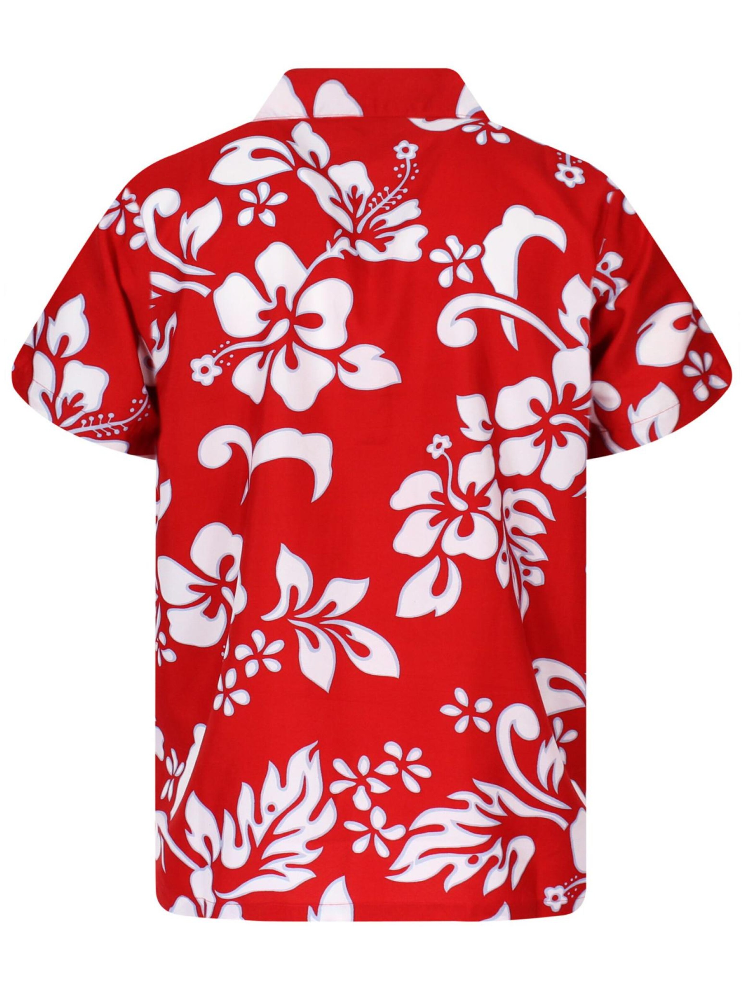 King Kameha Shirt 'Hibiscus'‌ in Rot