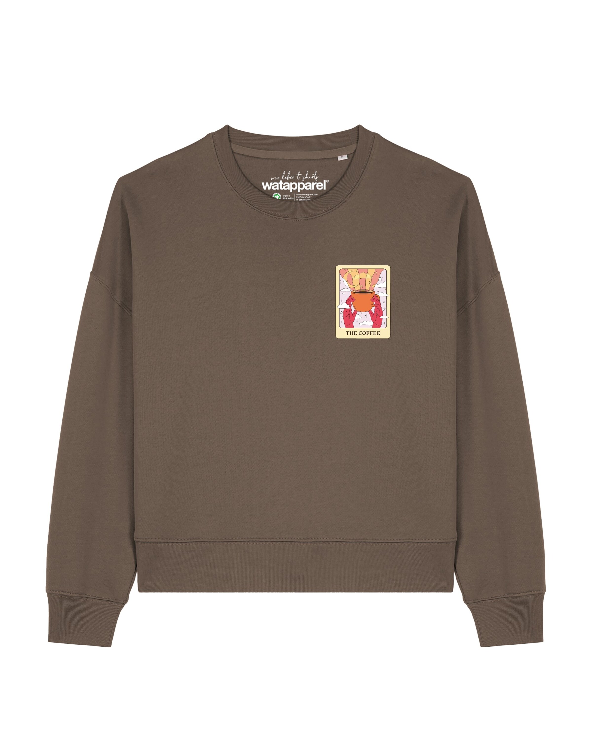 Watapparel Sweatshirt ' Tarot The Coffee ' in Brown: front