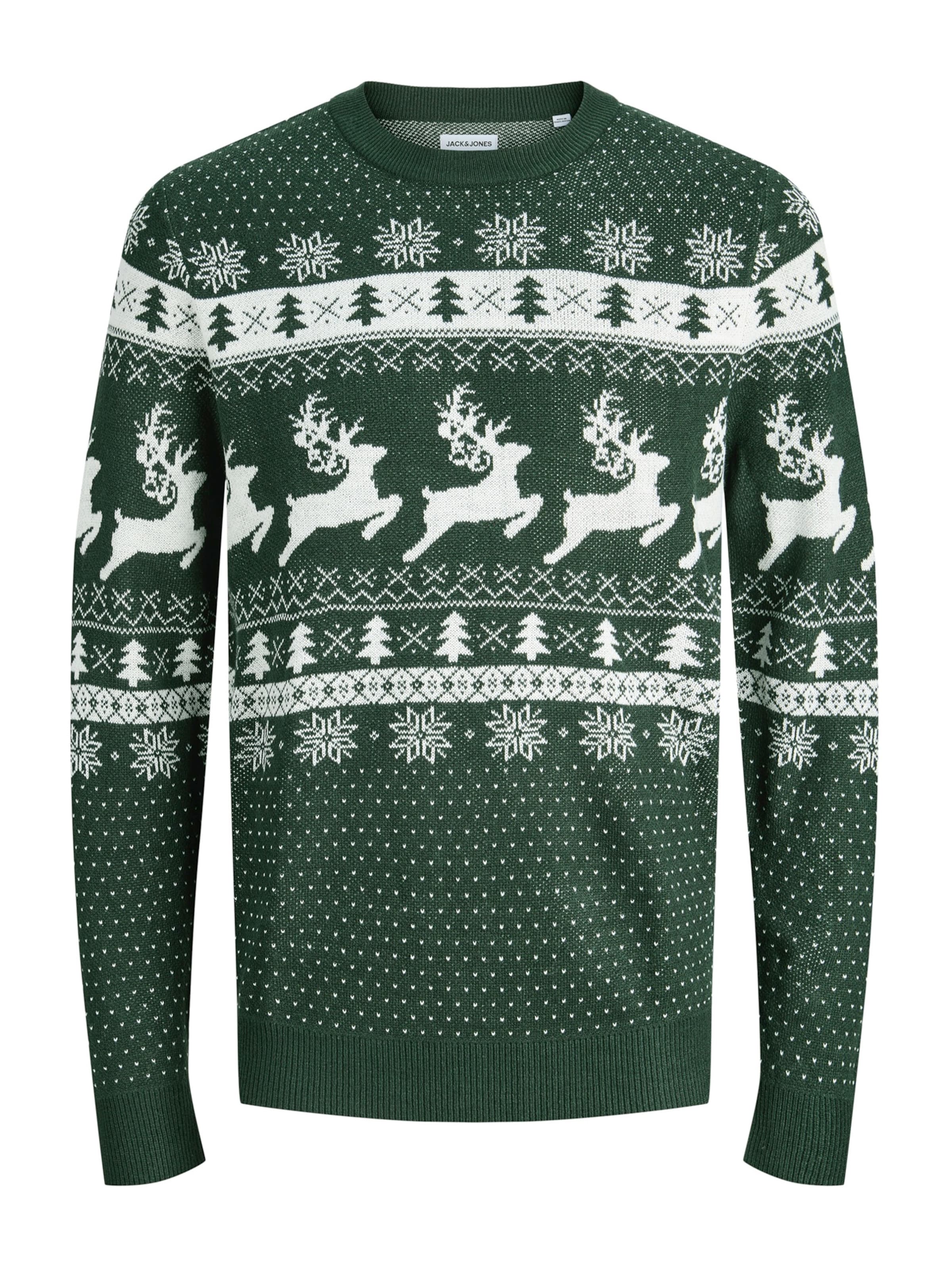 JACK & JONES Svetr 'JJXMAS FROSTY' – zelená: přední strana