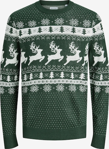 JACK & JONES Neulepaita 'JJXMAS FROSTY' värissä vihreä: etupuoli