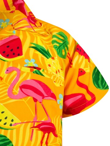 King Kameha Shirt 'Flamingo Melone' in Gelb
