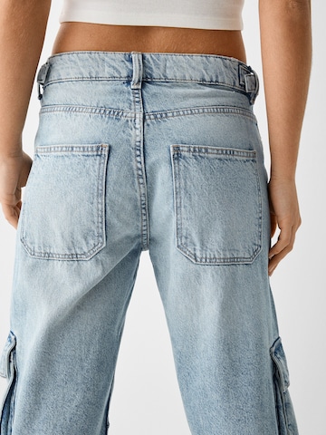 Bershka Wide Leg Cargojeans i blå