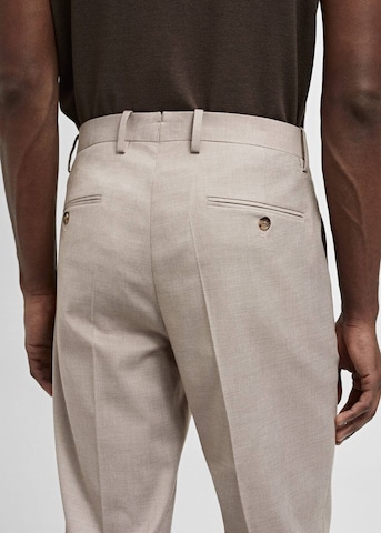 MANGO MAN Regular Pleated Pants 'Milan' in Beige