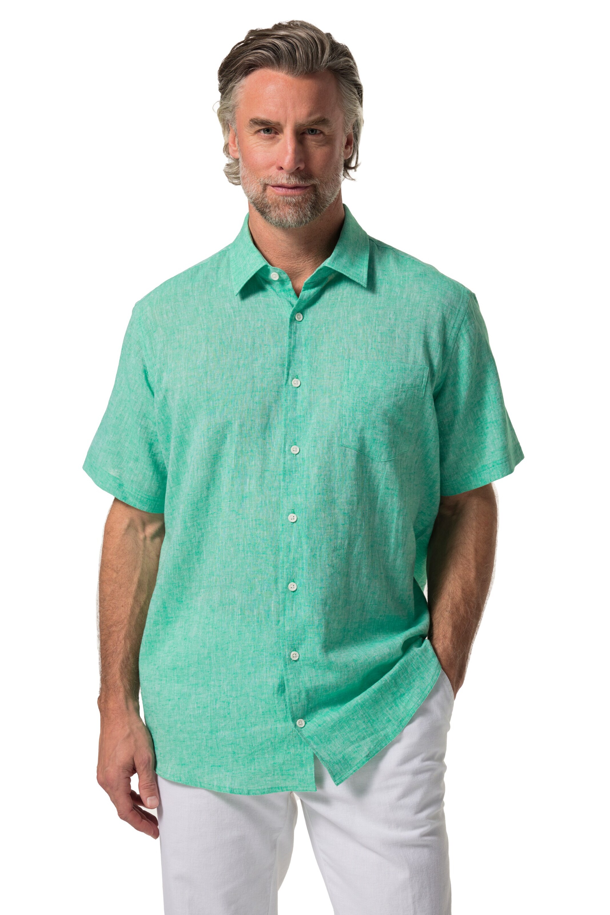 Boston Park Comfort fit Overhemd in Groen: voorkant