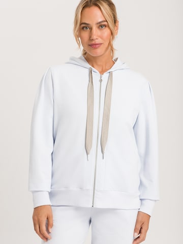 Hanro Zip-Up Hoodie ' Natural ' in Blue: front