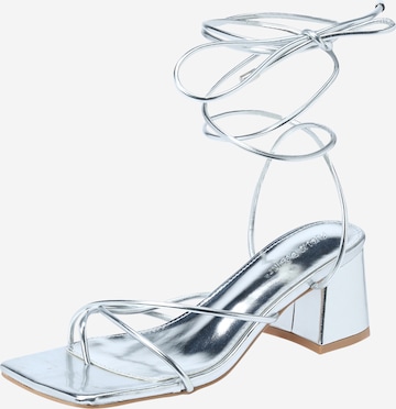 Public Desire T-Bar Sandals 'AERIN' in Silver: front
