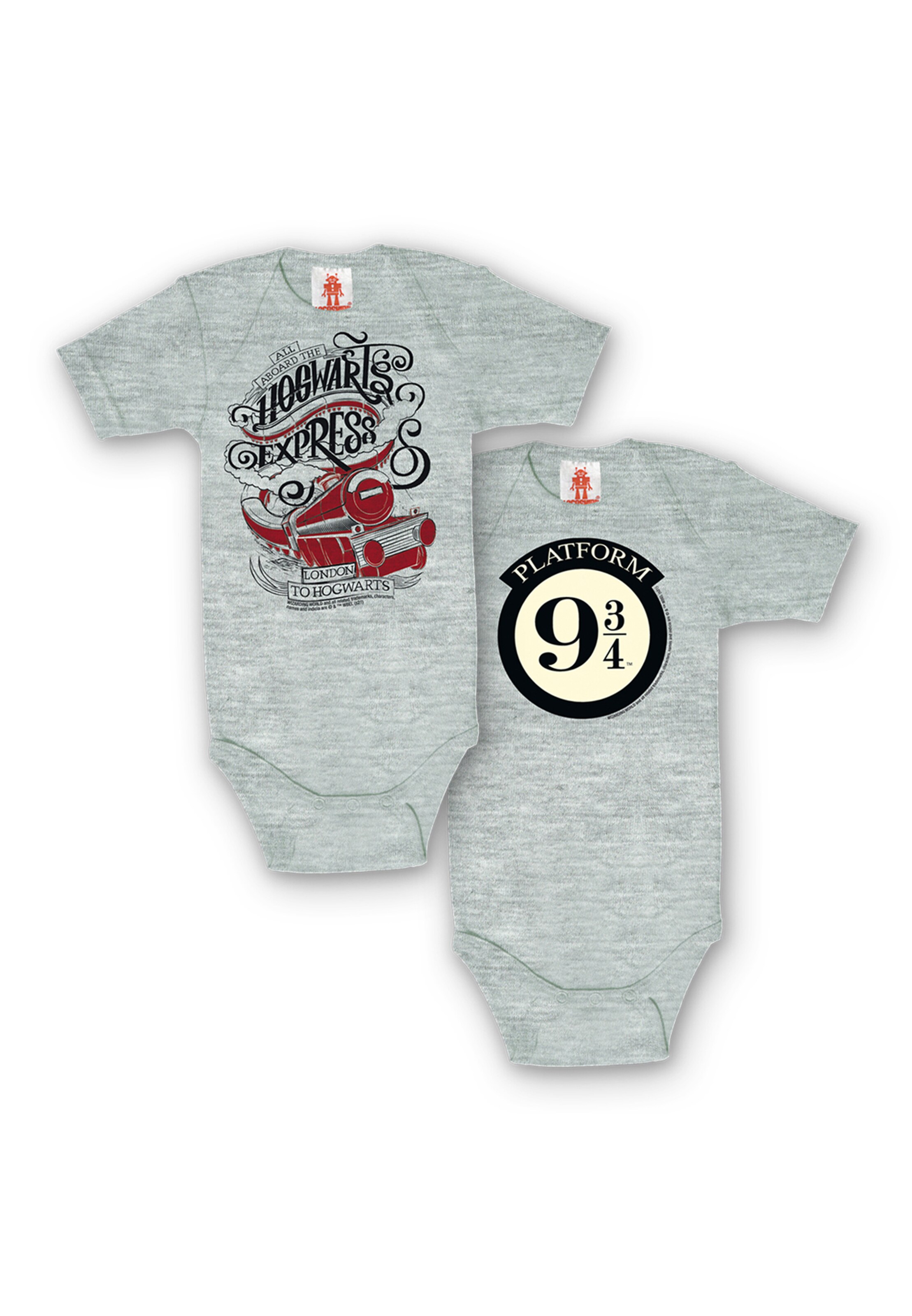 LOGOSHIRT Romper/Bodysuit 'Harry Potter - Hogwarts Express-Print' in Grey: front