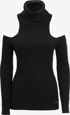 juoda Influencer Megztinis: priekis