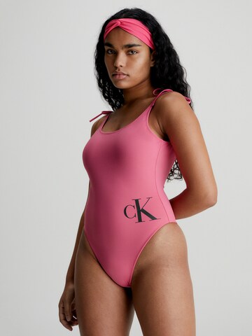 Calvin Klein Swimwear Bralette Swimsuit in Pink