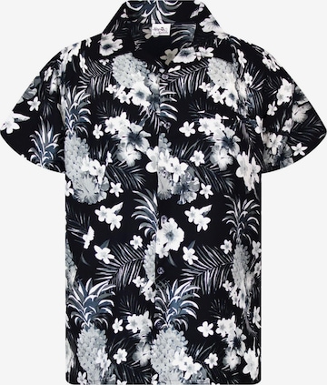 King Kameha Hemd 'Pineapple Flowers' in Grau: Vorderseite