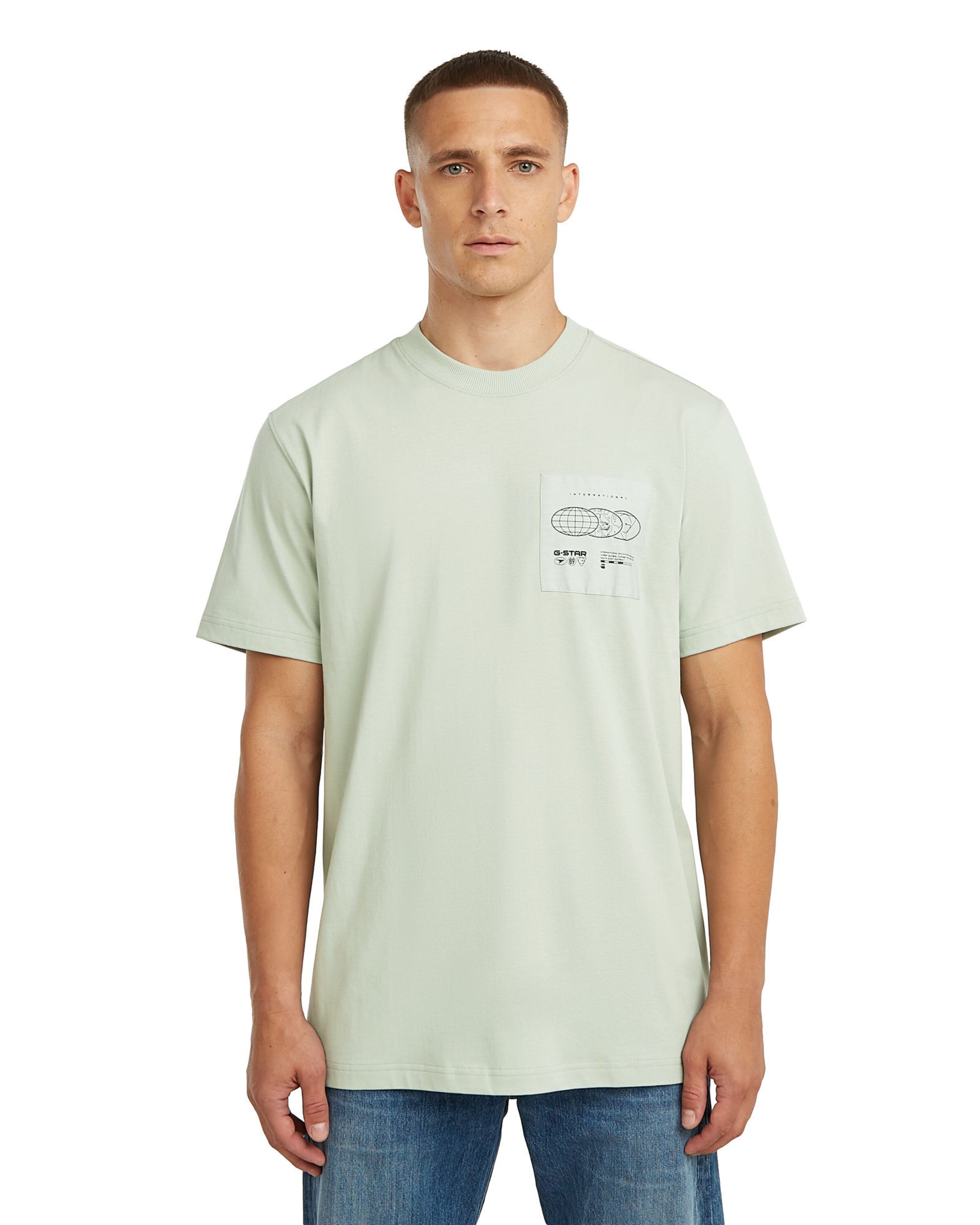 G-STAR Shirt 'Applique Graphic T-Shirt' in Groen: voorkant