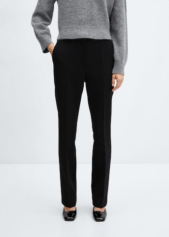 MANGO Flared Pleated Pants 'Lisa' in Black: front