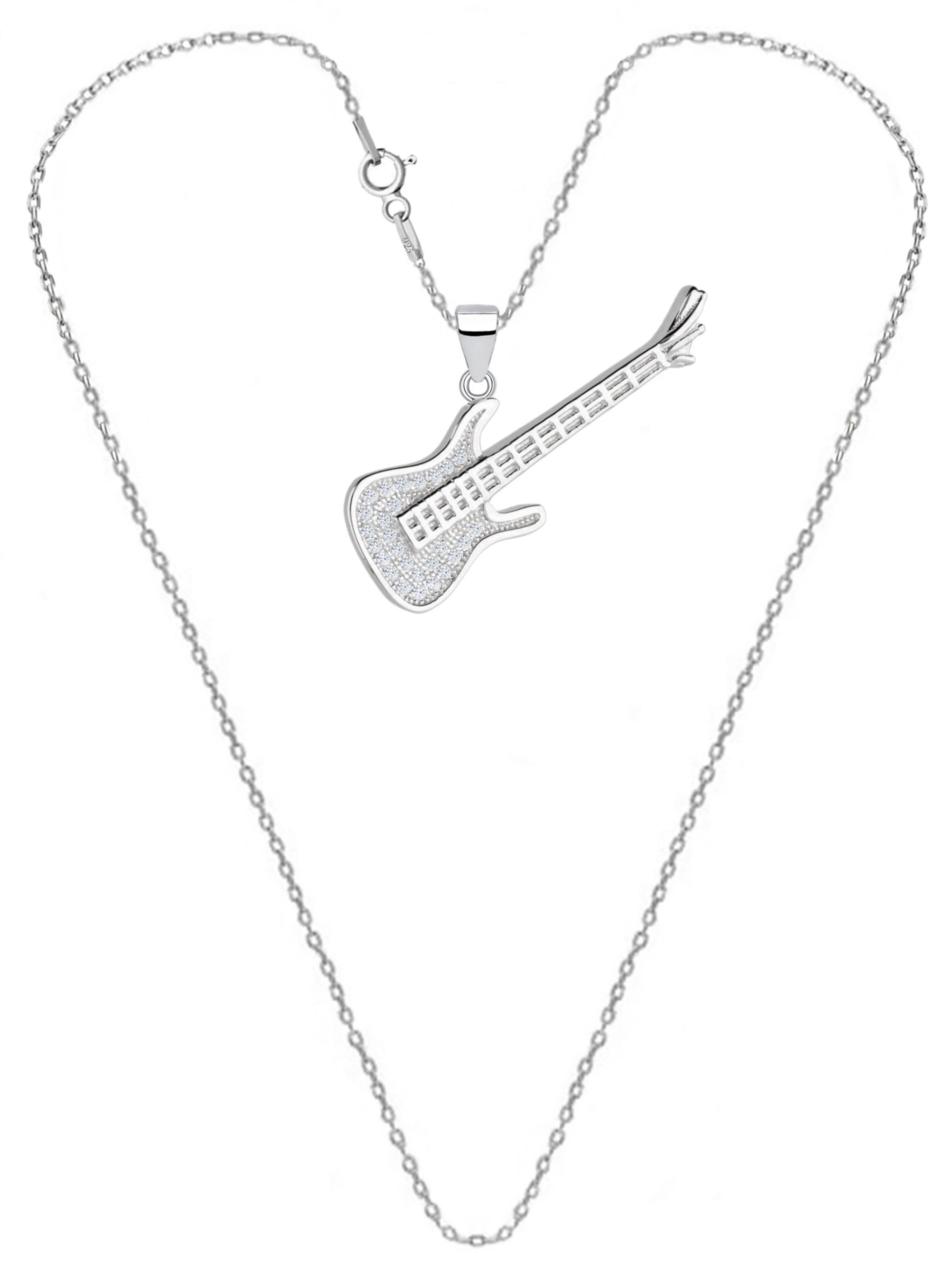 Goldene Hufeisen Kette 'E-Gitarre'‌ in Silber: Vorderseite