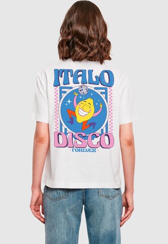 Maglietta 'Italo Disco' di Miss Tee in bianco: frontale