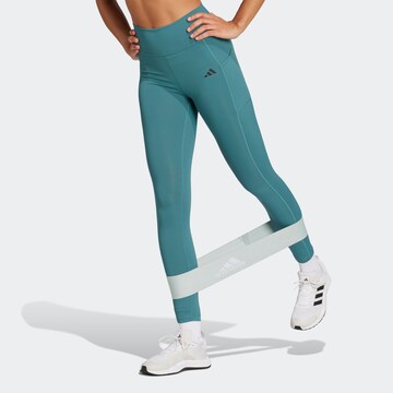 ADIDAS PERFORMANCE Skinny Workout Pants in Blue: front