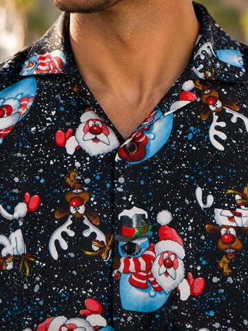 Regular fit Camicia 'Christmas Snowflakes' di King Kameha in nero