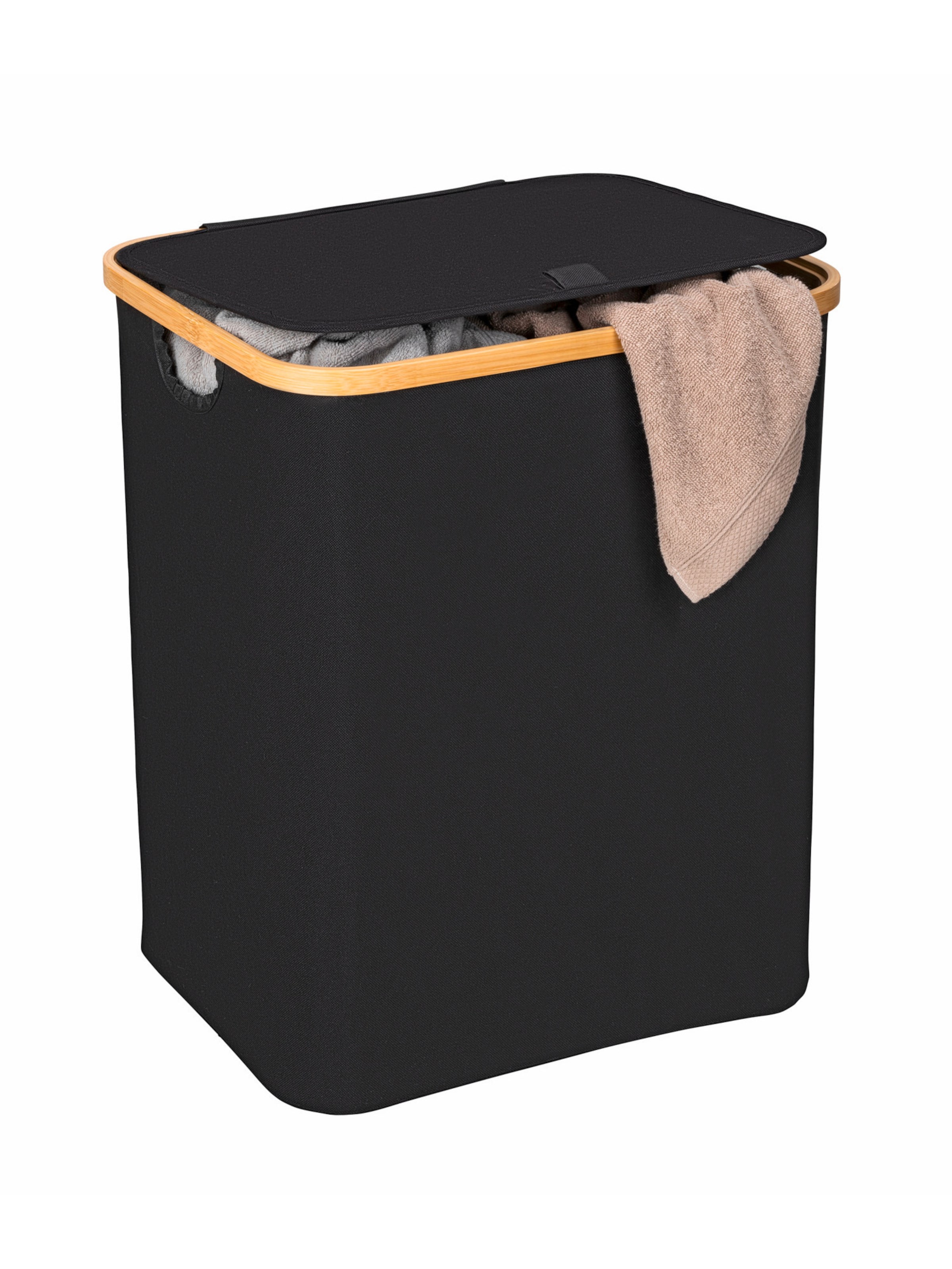 Wenko Wäschebehälter 'Ecori' in Schwarz: Vorderseite
