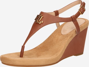 Lauren Ralph Lauren Teenslipper 'JEANNIE' in Bruin: voorkant