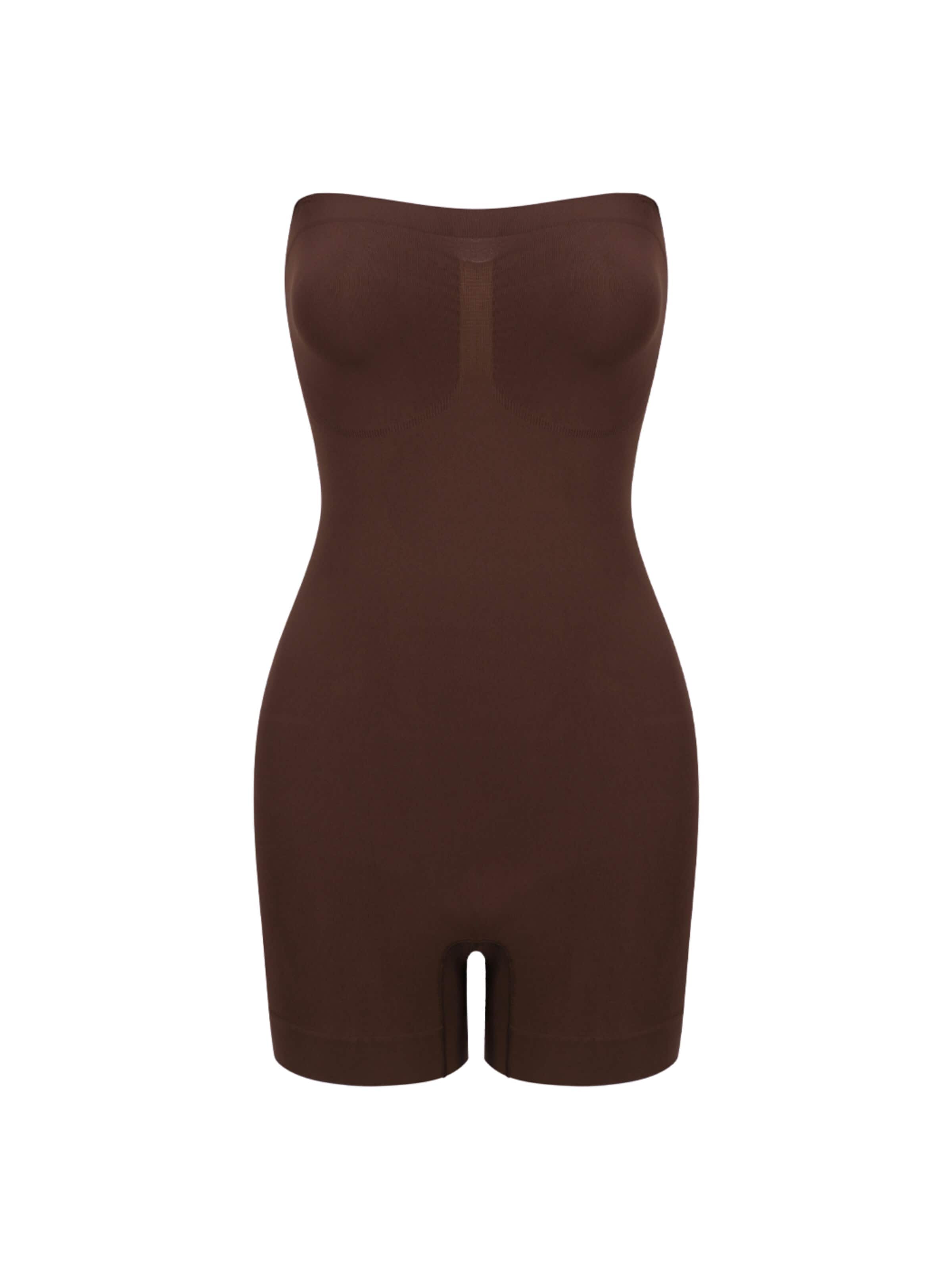 cfab (formerly creamy fabrics) Shapingbody 'Trägerloser Bodysuit Sculpting Shapewear mit Shorts' i brun: framsida
