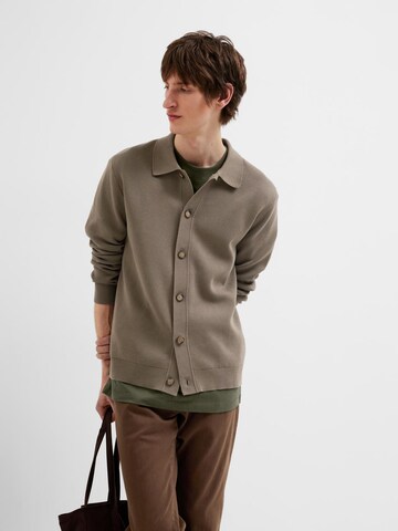 SELECTED HOMME Pletena jopa 'SLHMattis' | rjava barva