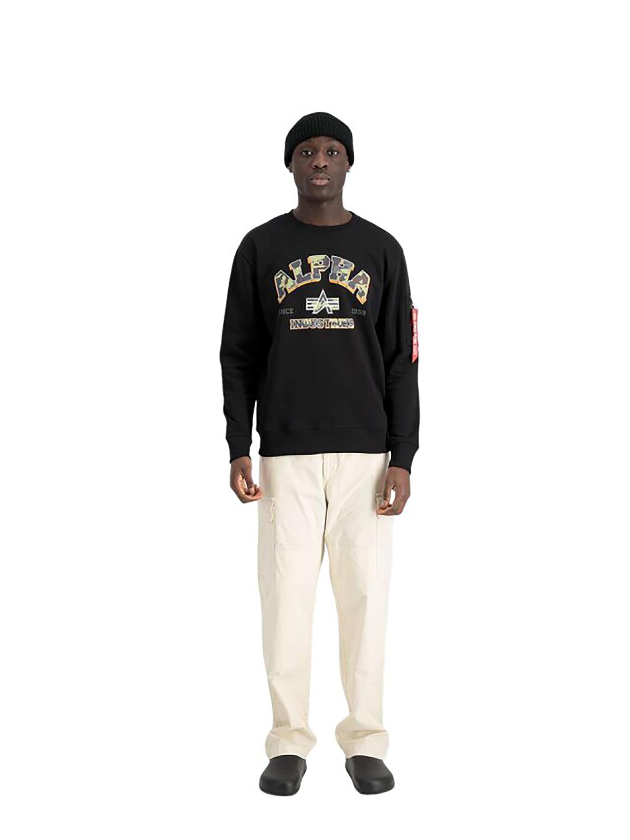 ALPHA INDUSTRIES - Sweatshirt 'College' em preto