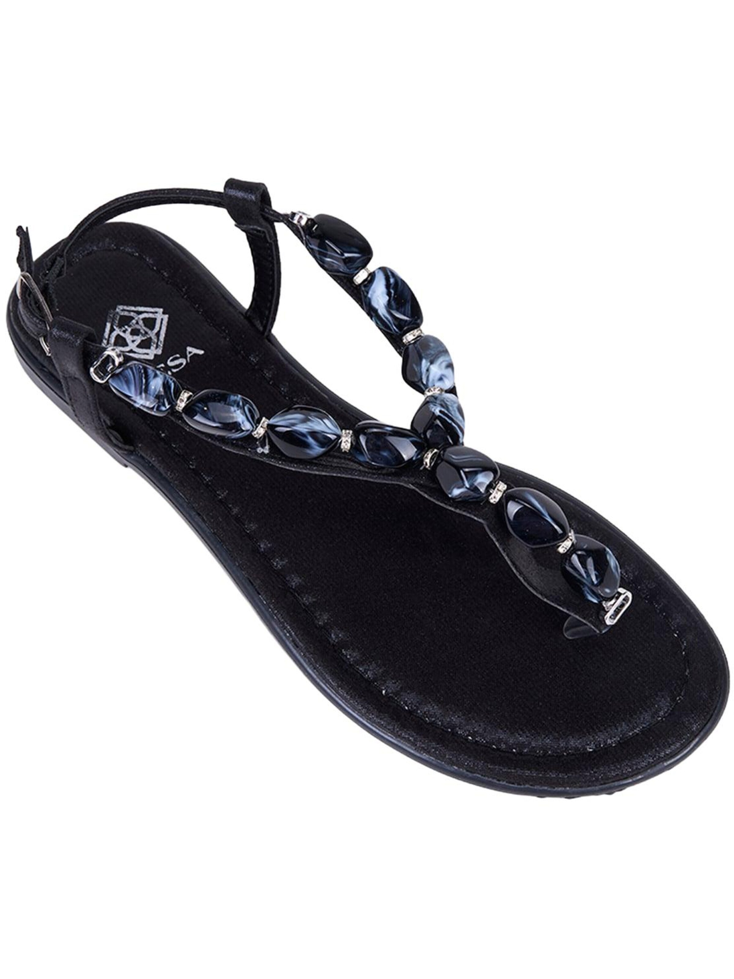 Desa Sandals 'DESA Damen-Sandalen mit Schnallendetail und Perlenbesatz' in Black