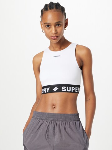 Bustier Soutien-gorge de sport Superdry en blanc : devant