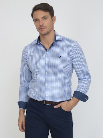Sir Raymond Tailor Regular fit Button Up Shirt 'Poseidon' in Blue: front