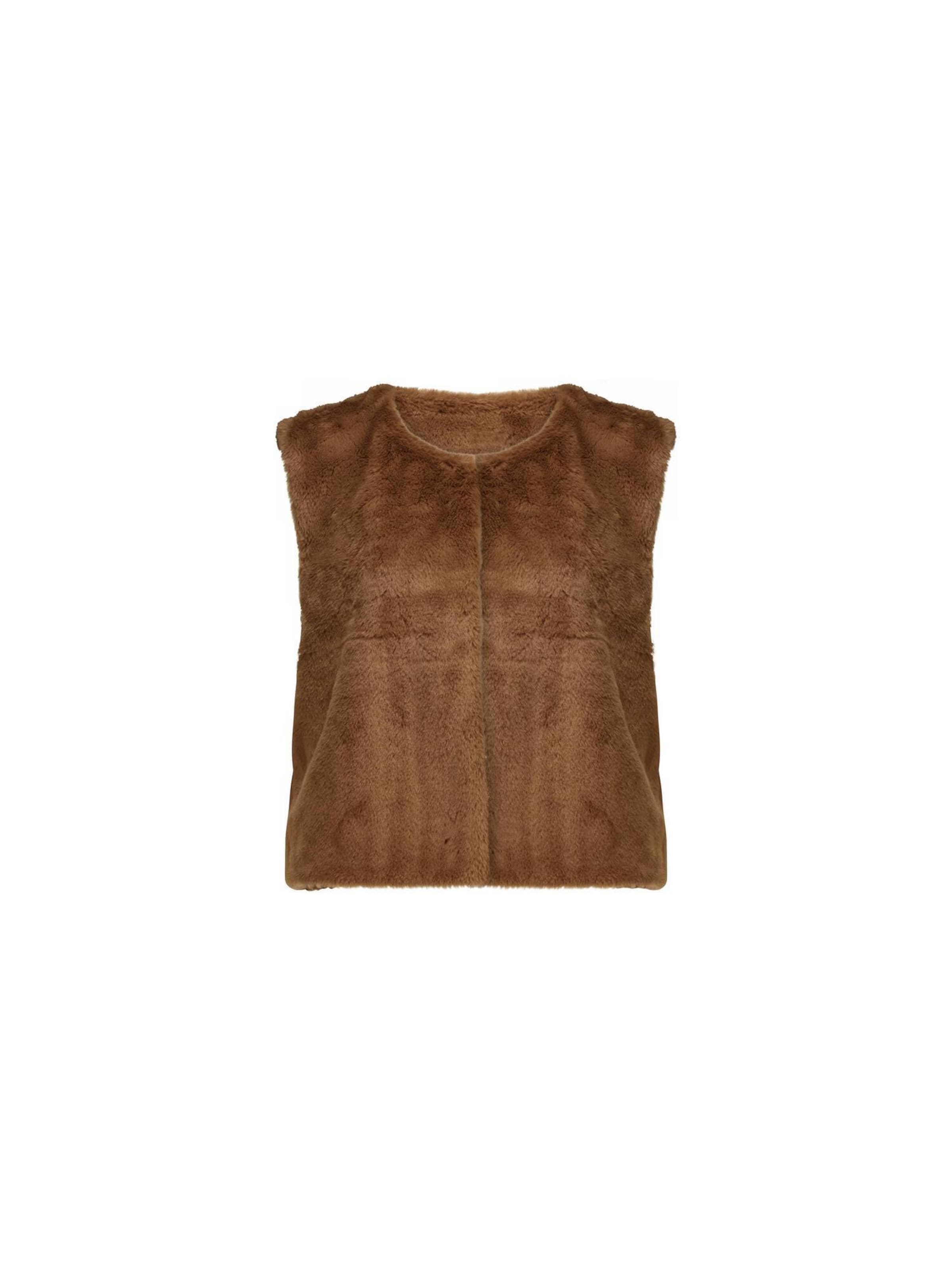 Deeluxe Weste 'Fuzzy' in Braun: Vorderseite