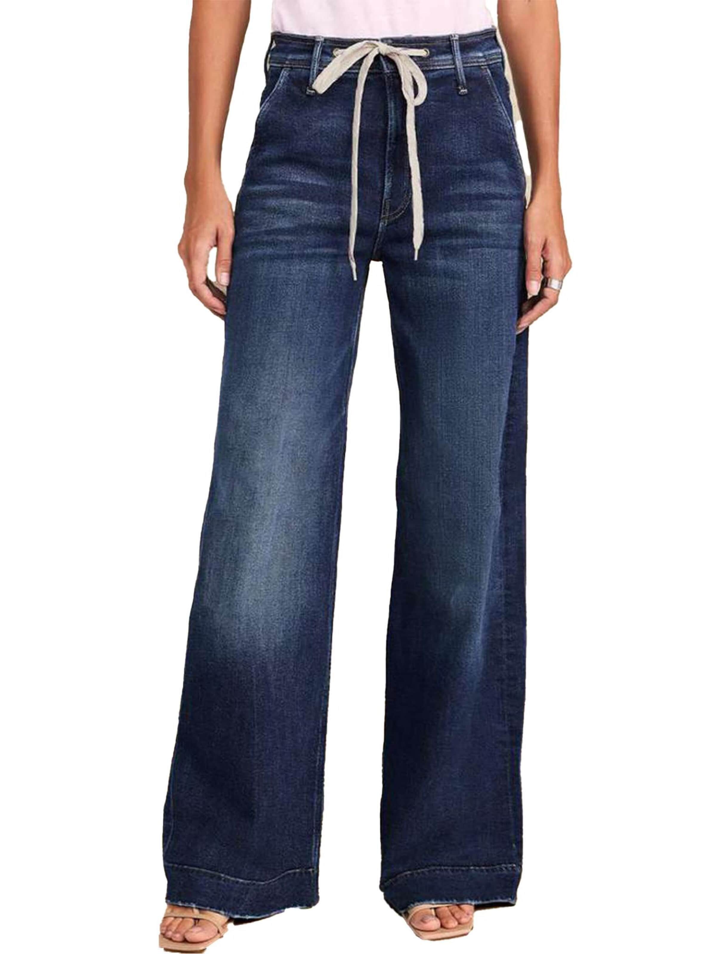 KoJooin Normalny krój Jeansy 'Weit geschnittene Jeans für Damen, trendige High-Waist-Stretch-Jeans mit Kordelzug, Denim-Hosen' w kolorze niebieski: przód