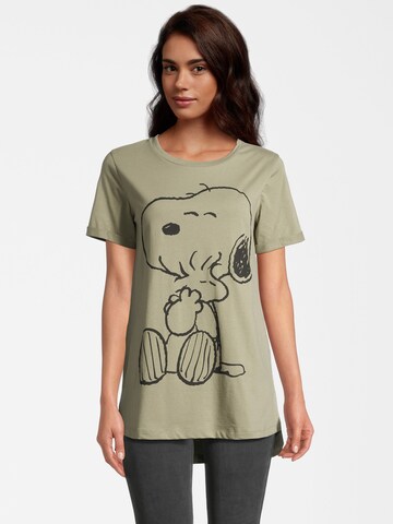 Course Shirt 'Snoopy & Woodstock' in Grün: Vorderseite