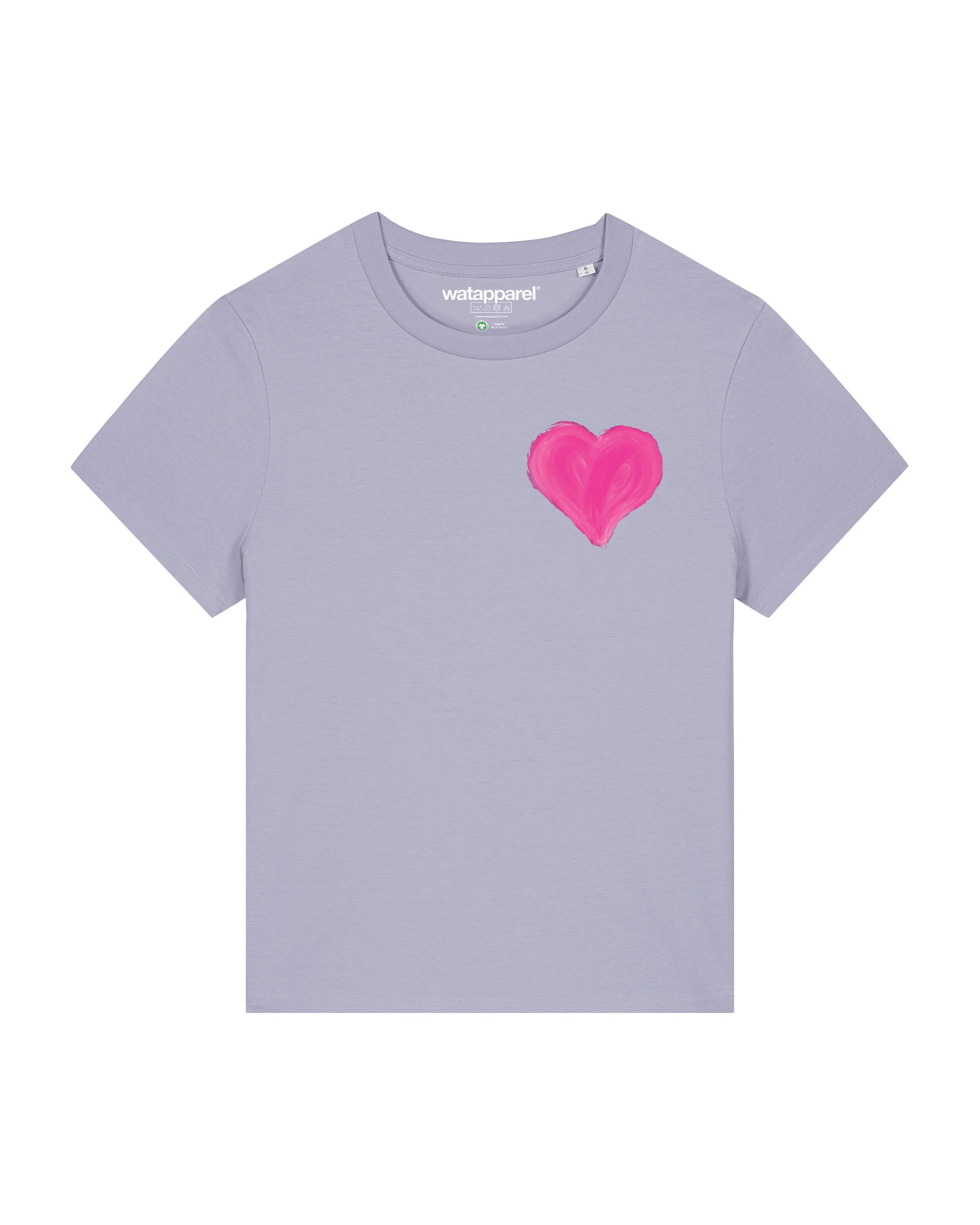 Watapparel Shirt ' Pink Heart ' in Lila: voorkant