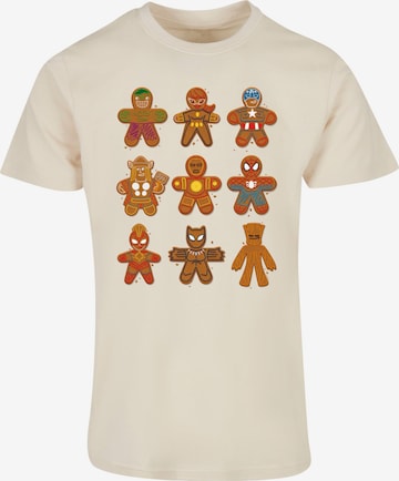 ABSOLUTE CULT T-Shirt 'Marvel Universe - Christmas Gingerbread Avengers' in Beige: predná strana