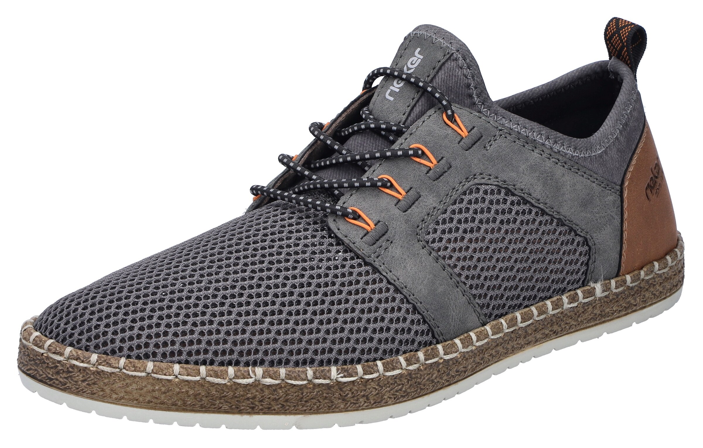 Rieker Slip on en chocolat / gris foncé / orange, Vue avec produit