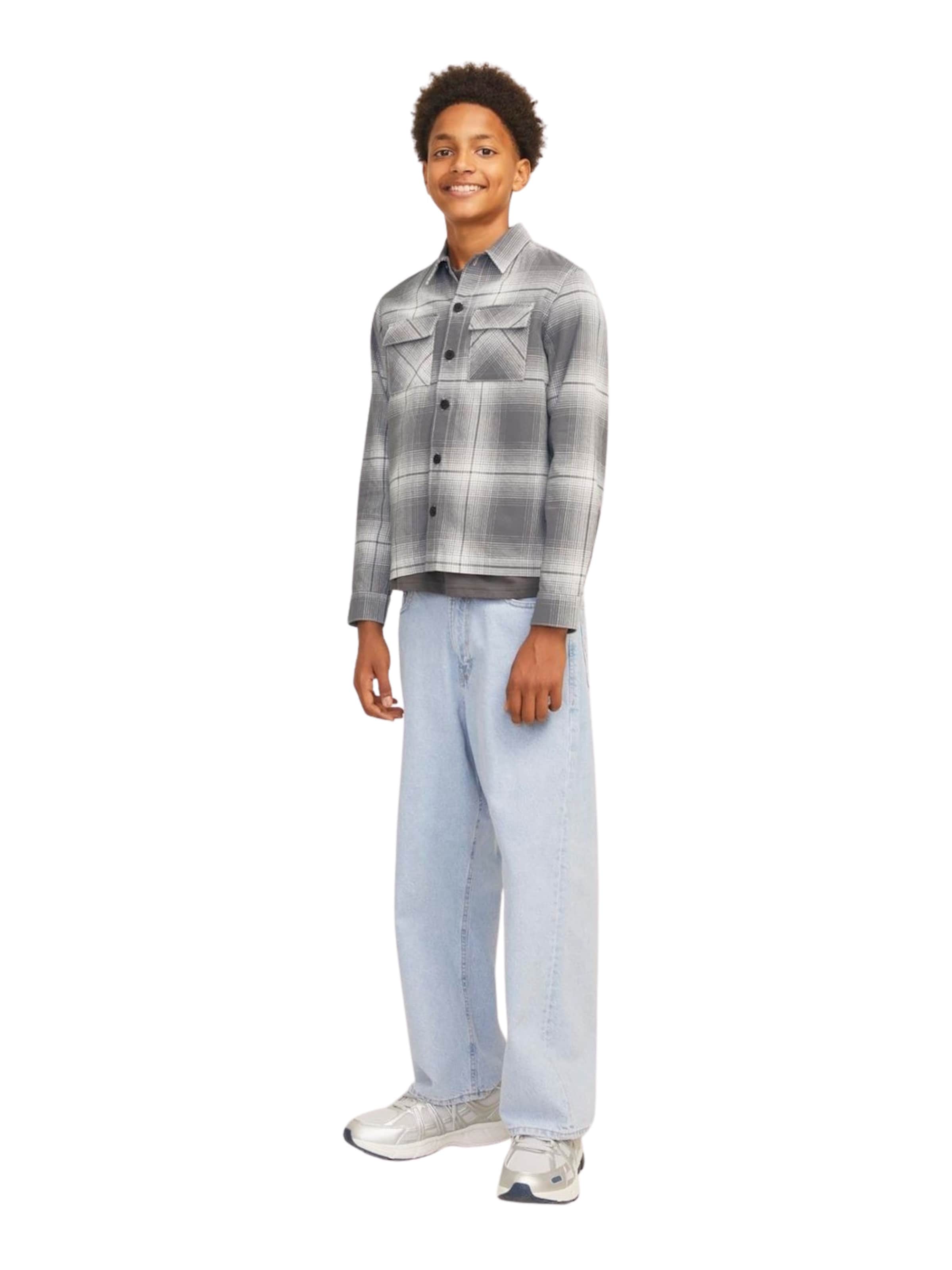 Jack & Jones Junior Comfort fit Button up shirt 'CHARLIE CHECK' in Grey